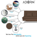 Adorn India Aspen 3 Seater Sofa Cum Bed Single Tone Fabric (Brown) (3 Year Warranty)