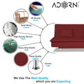 Adorn India Aspen Three Seater Sofa Cum Bed Single Tone Fabric (Maroon) (3 Year Warranty)