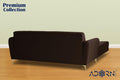 Adorn India Premium Luster 4 Seater L Shape Sofa Set | Velvet Suede Fabric | 3-Year Warranty | Color Brown with Golden Legs & Striped Pattern Cushion