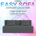 Adorn India Easy 3 Seater Sofa Cum Bed | Velvet Fabric | Dark Grey | Plain Design | 6x5 Ft | Comfortable Seating | Washable Cover | Perfect for Home & Office
