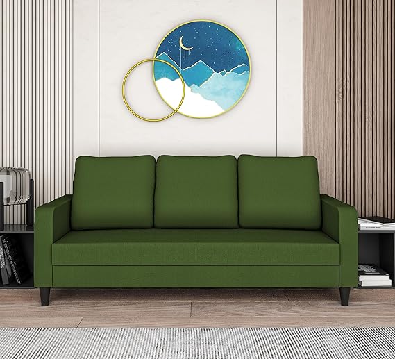 Adorn India Chandler Decent 3 Seater Sofa (Green) (3 Year Warranty)