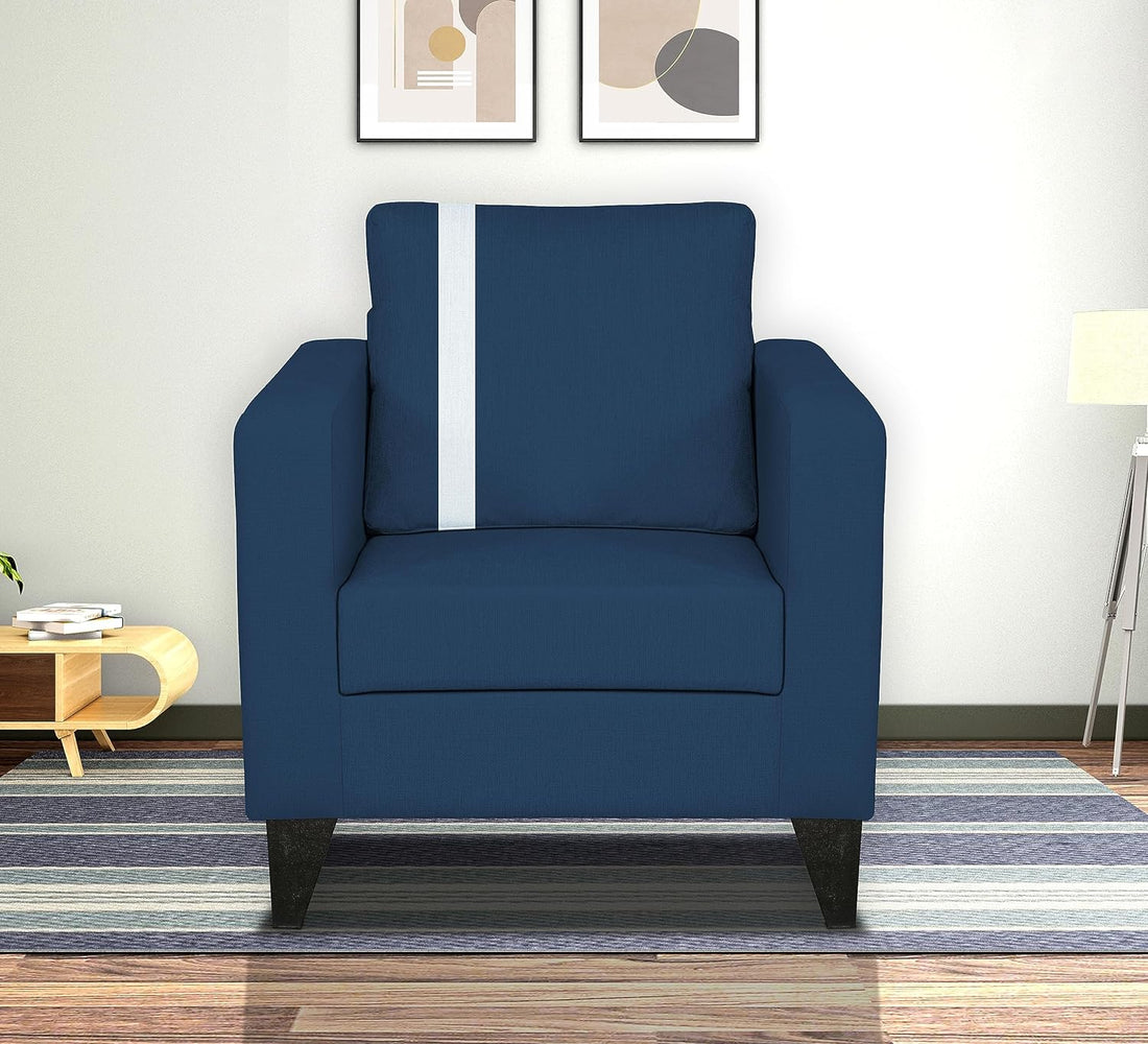 Adorn India Chandler Plus 1 Seater Sofa (Blue) (3 Year Warranty)