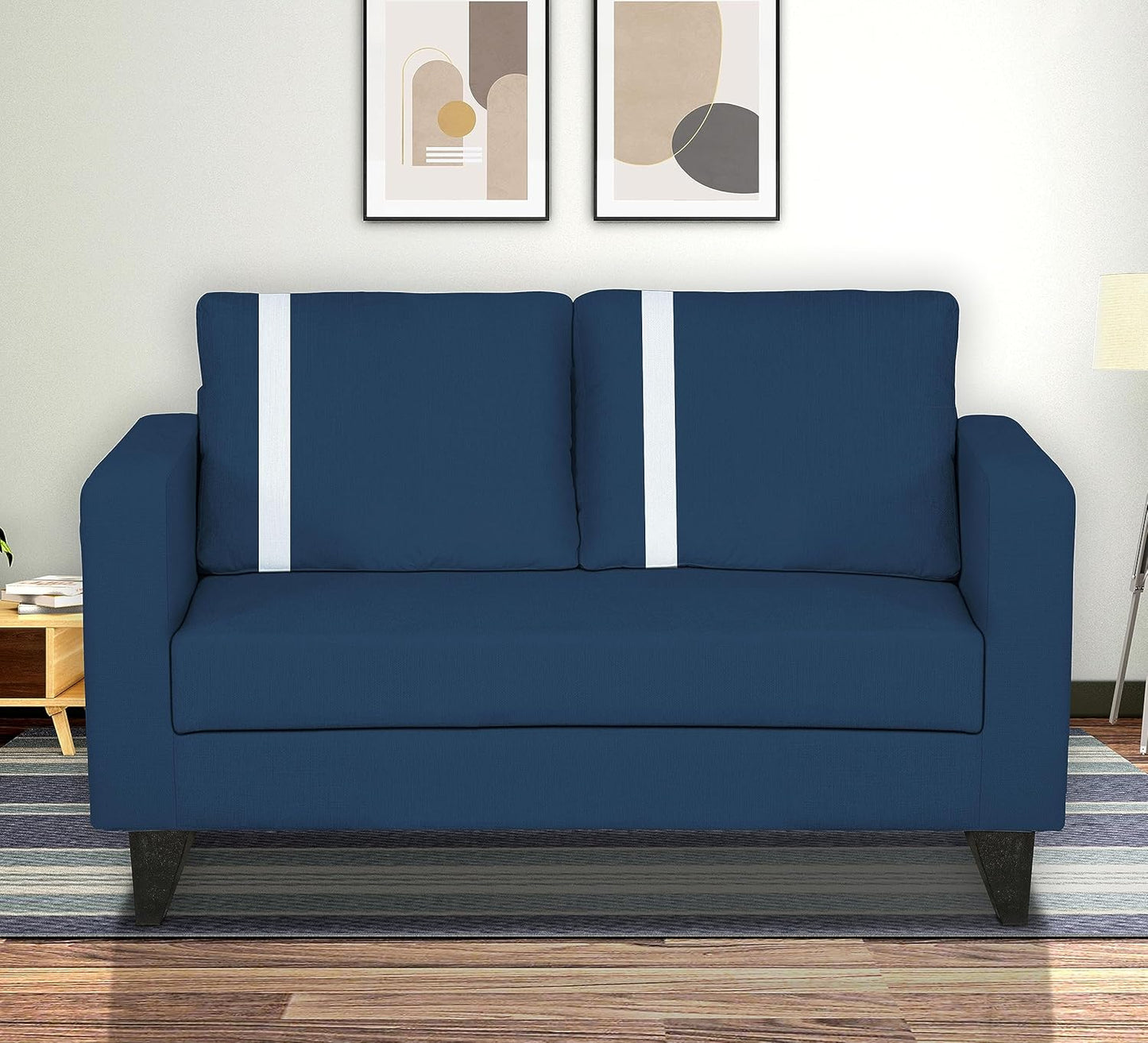 Adorn India Chandler Plus 2 Seater Sofa (Blue)