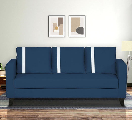 Adorn India Wood Chandler Plus 3 Seater Sofa (Blue), 3-Person Sofa