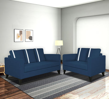 Adorn India Chandler Plus 3+2 5 Seater Sofa Set (Blue)