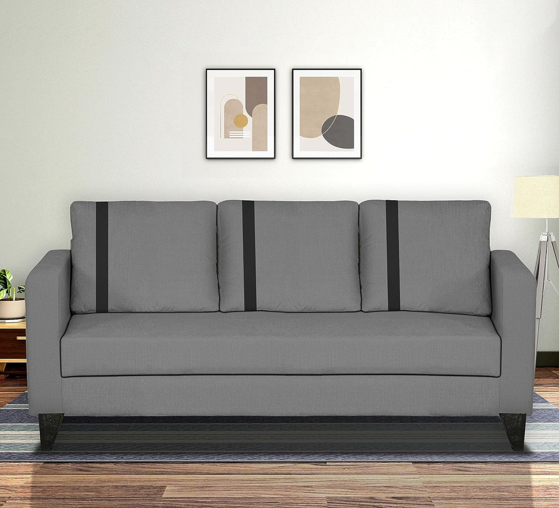 Adorn India Chandler Plus 3 Seater Sofa (Grey) (3 Year Warranty)