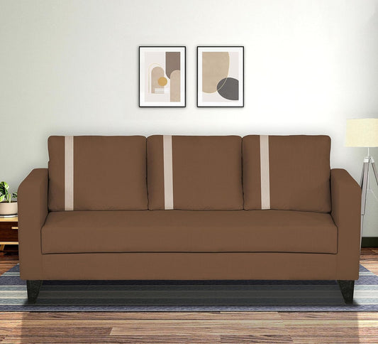 Adorn India Wood Chandler Plus 3 Seater Sofa (Brown), 3-Person Sofa