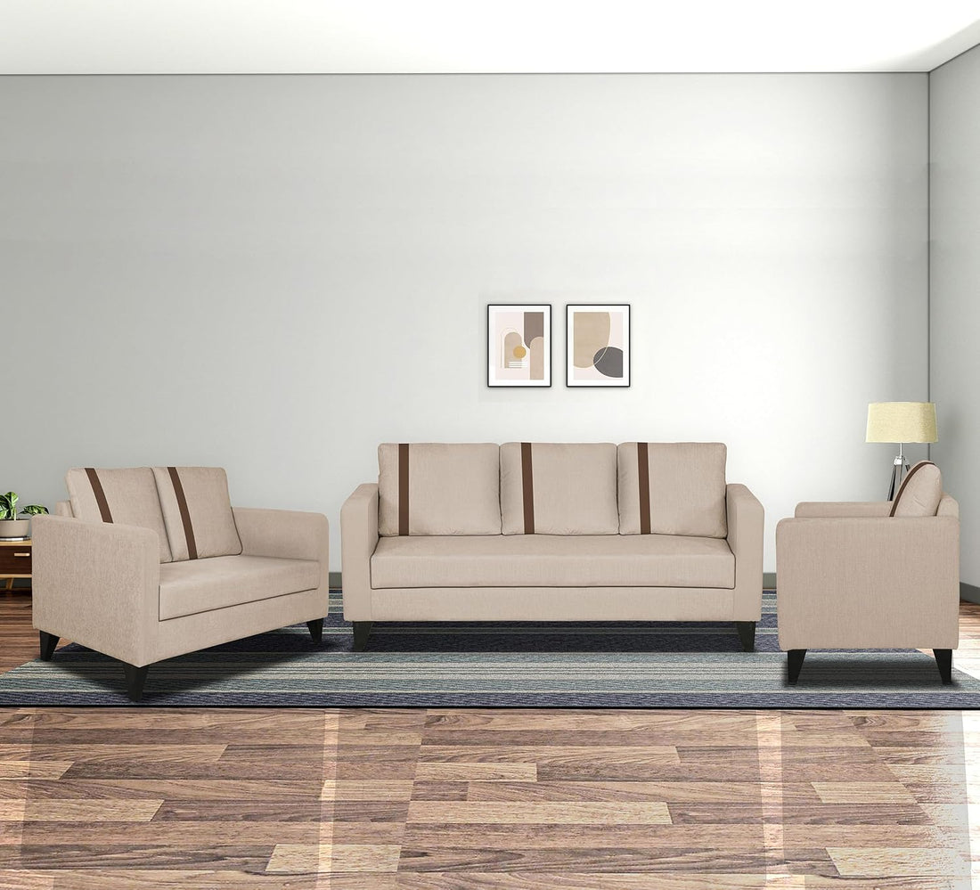 Adorn India Chandler Plus 3+2+1 6 Seater Sofa Set (Beige) (3 Year Warranty)