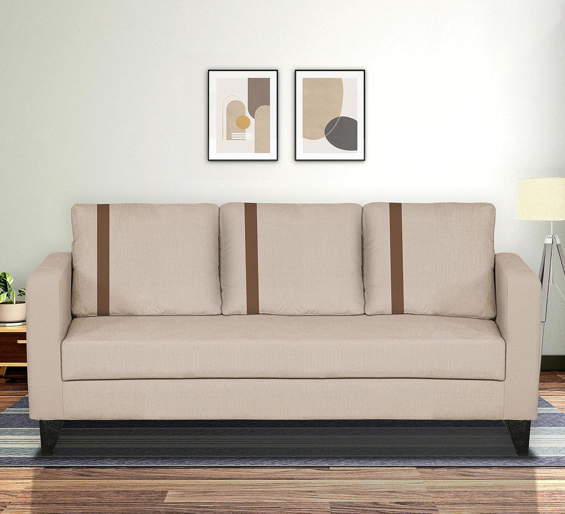 Adorn India Chandler Plus 3 Seater Sofa (Beige) (3 Year Warranty)
