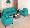 Adorn India Chandler Decent 3+1+1 5 Seater Sofa Set (Aqua Blue) (3 Year Warranty)