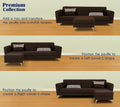 Premium Luster 4 Seater L Shape Sofa Set | Velvet Suede Fabric | 3-Year Warranty | Color Brown with Golden Legs & Striped Pattern Cushion