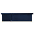 Premium Raygan L Shape 6 Seater Sofa Set Right Side (Velvet Fabric Colour Blue)