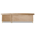 Premium Raygan L Shape 6 Seater Sofa Set Right Side (Velvet Fabric Colour Beige)