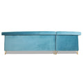 Premium Raygan L Shape 6 Seater Sofa Set Left Side (Velvet Suede Fabric Colour Aqua Blue)