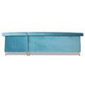 Premium Raygan L Shape 6 Seater Sofa Set Right Side (Velvet Fabric Colour Aqua Blue)