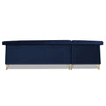 Premium Raygan L Shape 6 Seater Sofa Set Left Side (Velvet Fabric Colour Blue)