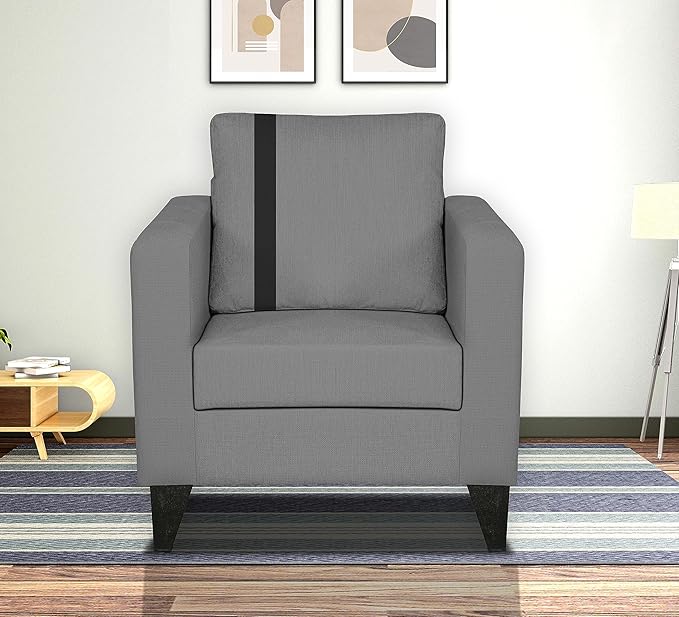 Adorn India Chandler Plus 1 Seater Sofa (Grey) (3 Year Warranty)