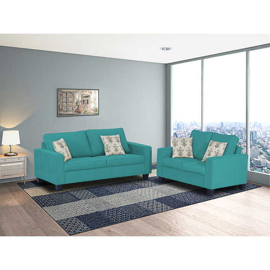 Adorn India Camden 5 Seater 3+2 Sofa Set (Aqua Blue)