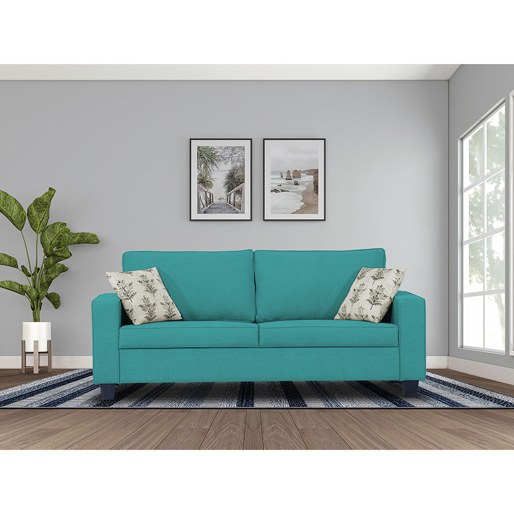 Adorn India Camden 3 Seater Sofa (Aqua Blue)