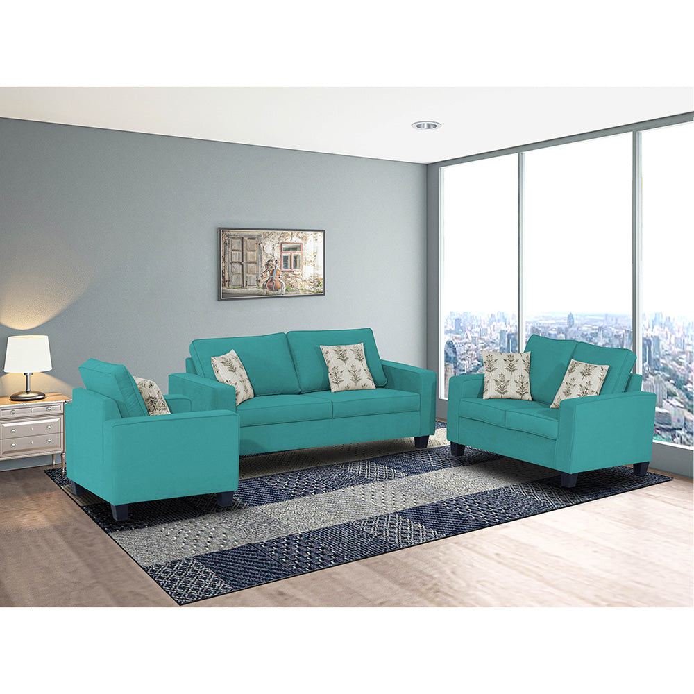 Adorn India Camden 6 Seater 3+2+1 Sofa Set (Aqua Blue)