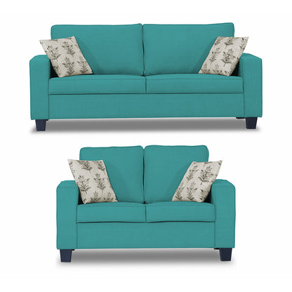 Adorn India Camden 5 Seater 3+2 Sofa Set (Aqua Blue)