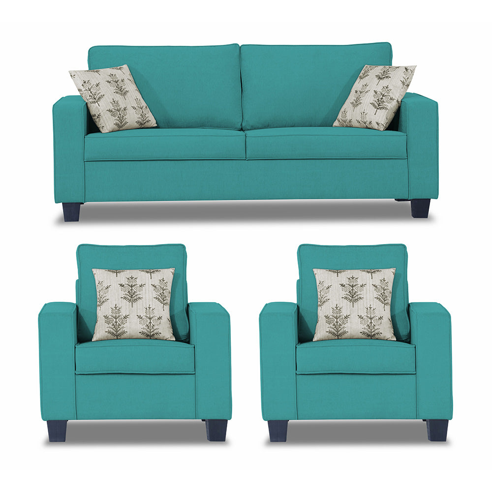 Adorn India Camden 5 Seater 3-1-1 Sofa Set (Aqua Blue)