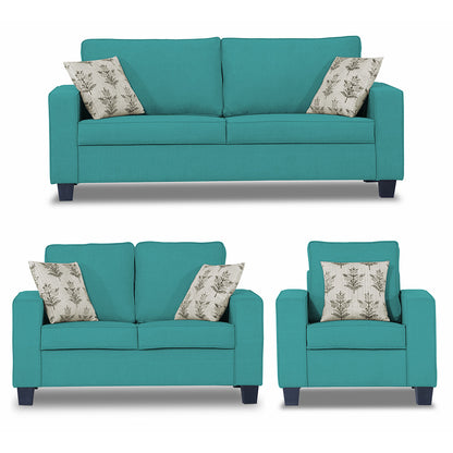 Adorn India Camden 6 Seater 3+2+1 Sofa Set (Aqua Blue)