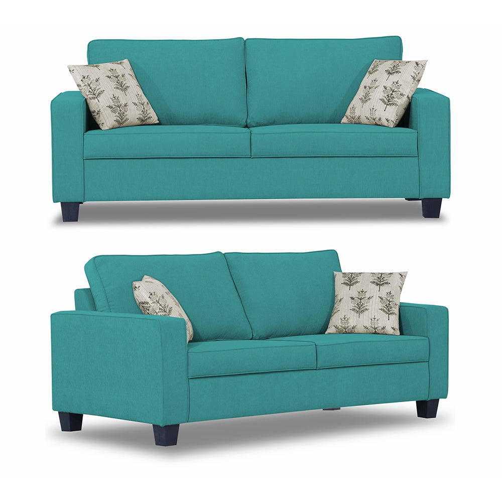 Adorn India Camden 5 Seater 3+2 Sofa Set (Aqua Blue)