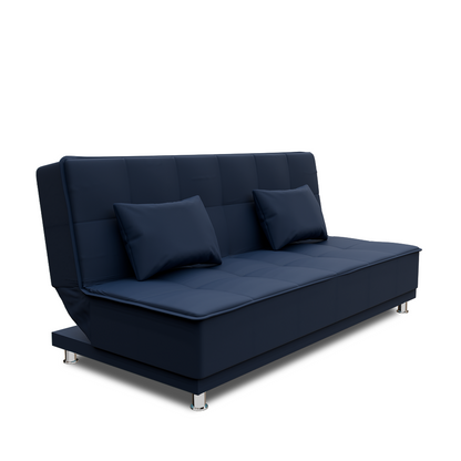 Adorn India New Alyssum 3 Seater Sofa Cum Bed Velvet (Blue)