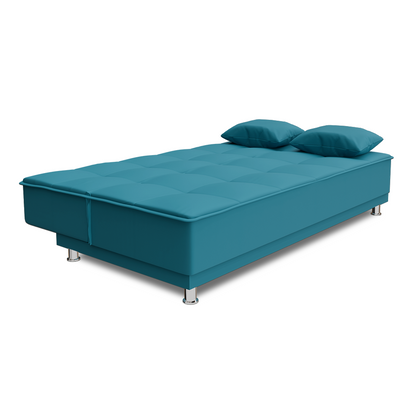 Adorn India New Alyssum 3 Seater Sofa Cum Bed Velvet (Aqua Blue)