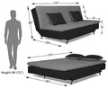 Adorn India Aspen 3 Seater Sofa Cum Bed (Medium Grey & Black) (3 Year Warranty)