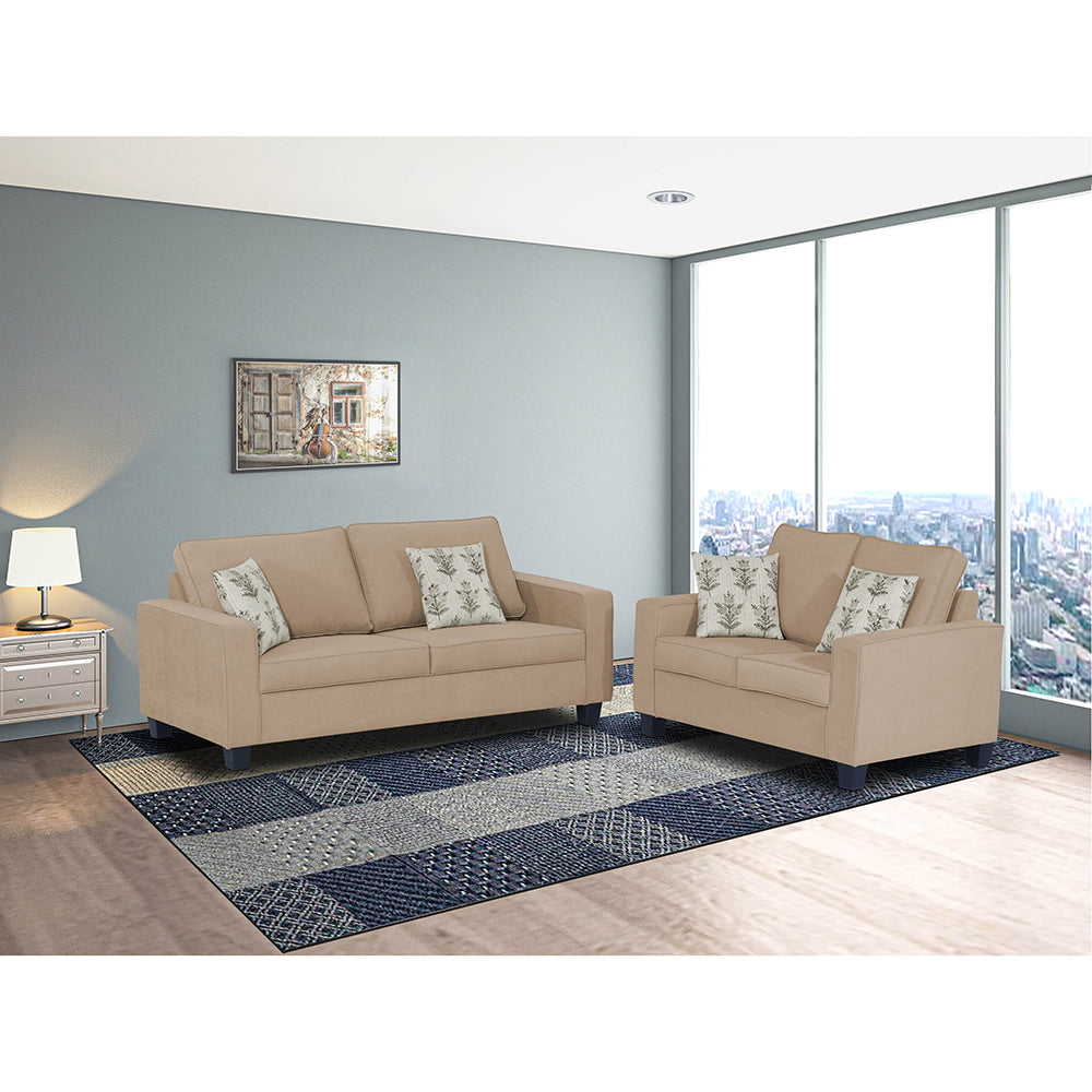 Adorn India Camden 5 Seater 3+2 Sofa Set (Beige)