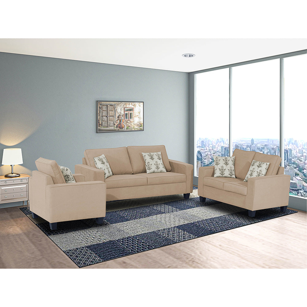 Adorn India Camden 6 Seater 3+2+1 Sofa Set (Beige)