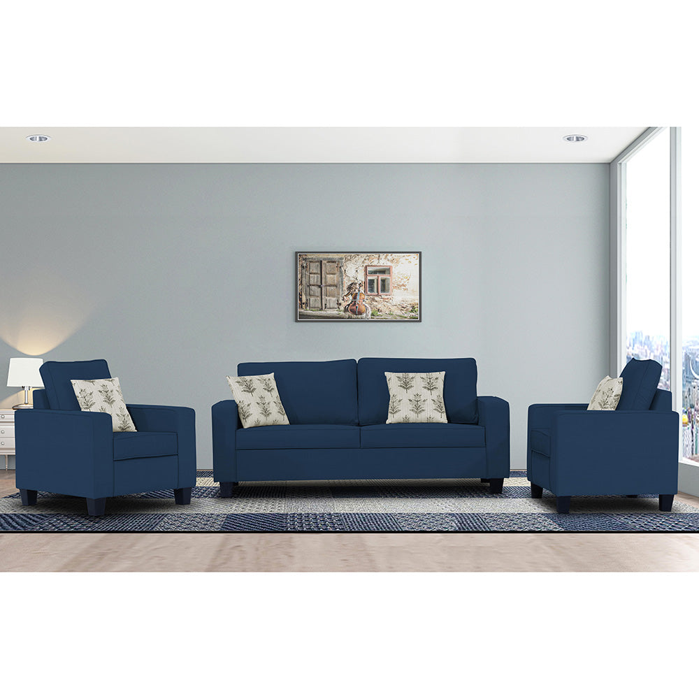 Adorn India Camden 5 Seater 3-1-1 Sofa Set (Blue)