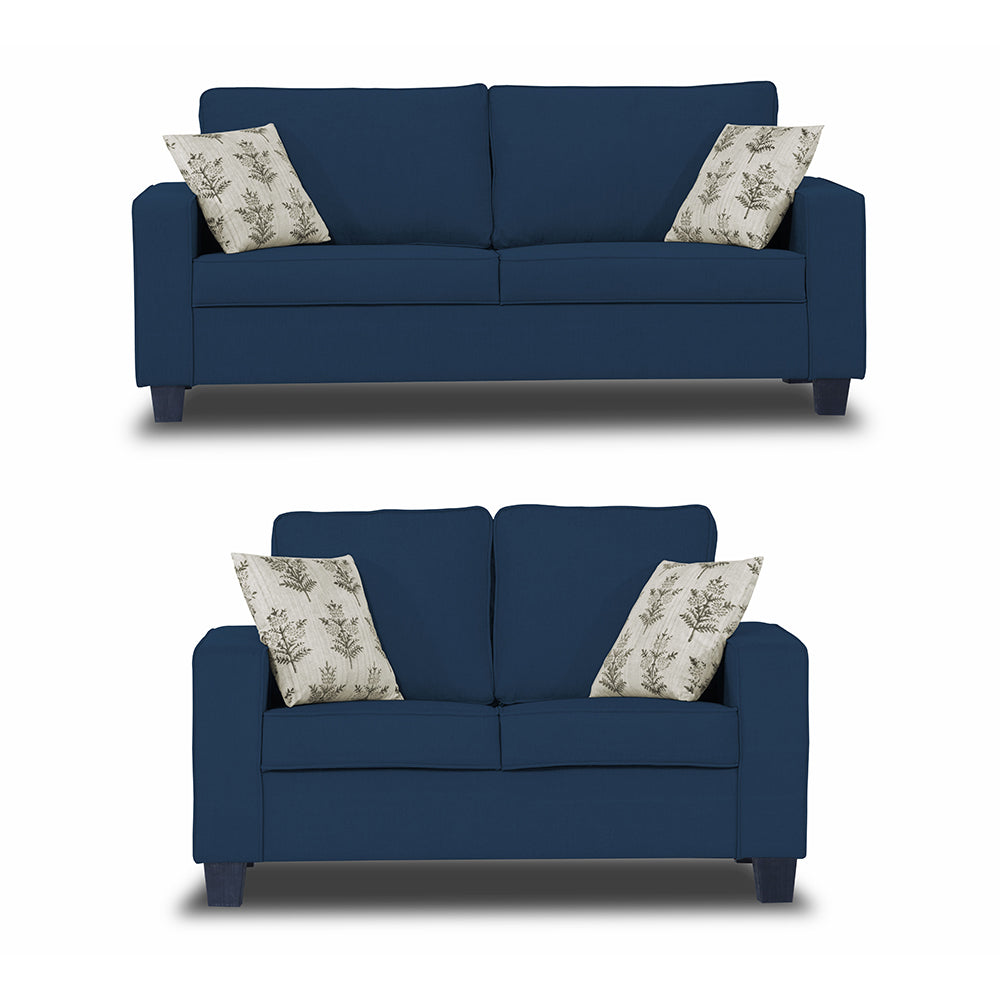 Adorn India Camden 5 Seater 3+2 Sofa Set (Blue)