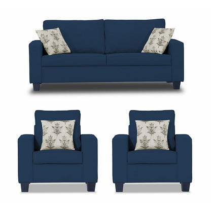 Adorn India Camden 5 Seater 3-1-1 Sofa Set (Blue)