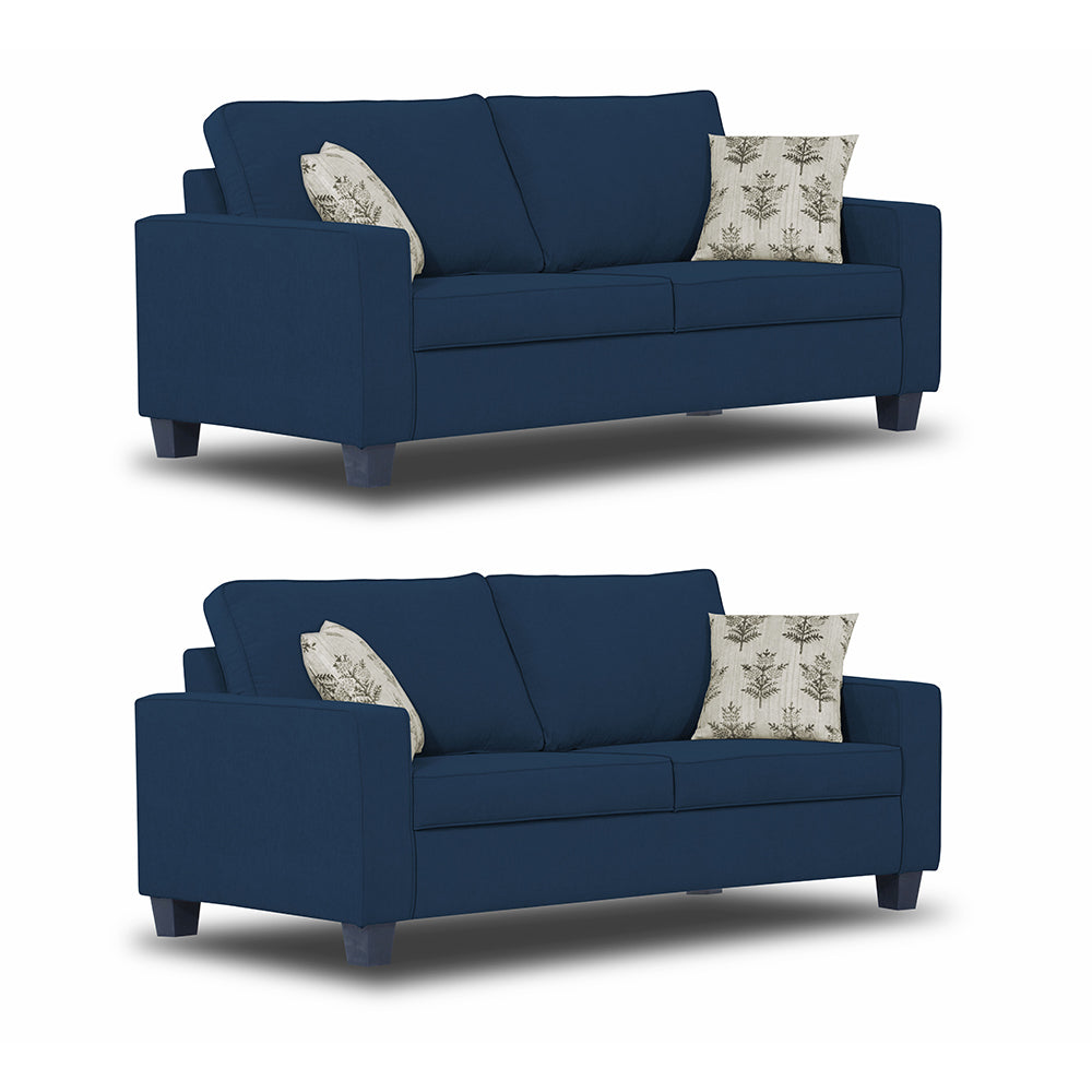 Adorn India Camden 5 Seater 3+2 Sofa Set (Blue)