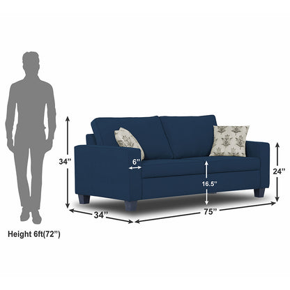 Adorn India Camden 3 Seater Sofa (Blue)