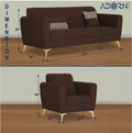 Adorn India Premium Luster 3-2-1 Sofa Set | Velvet Suede Fabric | 3-Year Warranty | Color Brown with Golden Legs & Striped Pattern Cushion