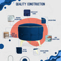 Adorn India Macolm Round 1 Seater Ottoman Pouffe Tufted Pattern with Velvet Suede Fabric (Blue)
