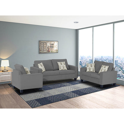 Adorn India Camden 6 Seater 3+2+1 Sofa Set (Grey)