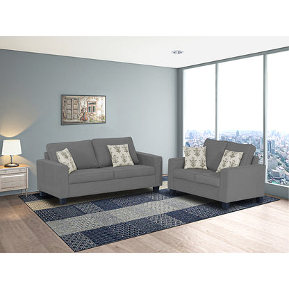 Adorn India Camden 5 Seater 3+2 Sofa Set (Grey)