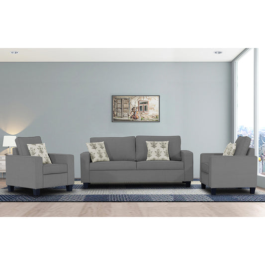 Adorn India Camden 5 Seater 3-1-1 Sofa Set (Grey)