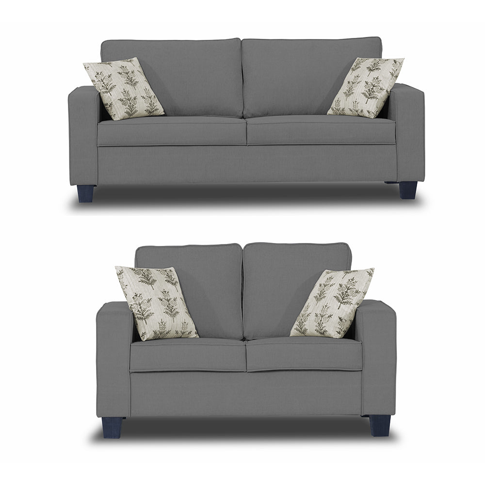 Adorn India Camden 5 Seater 3+2 Sofa Set (Grey)