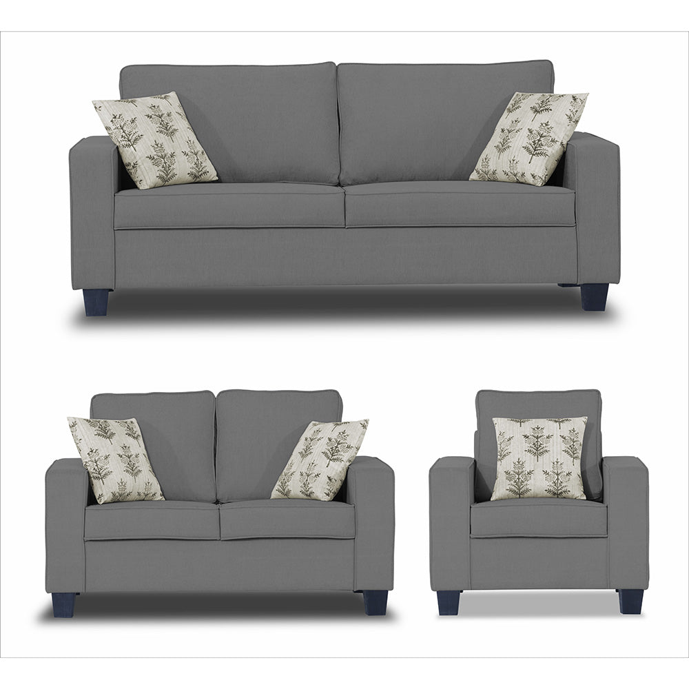 Adorn India Camden 6 Seater 3+2+1 Sofa Set (Grey)