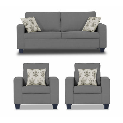 Adorn India Camden 5 Seater 3-1-1 Sofa Set (Grey)