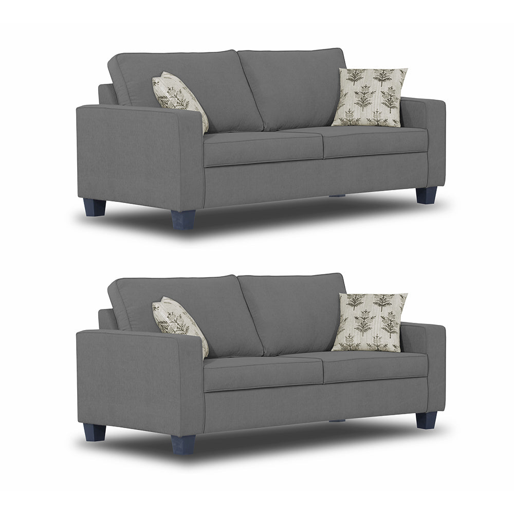 Adorn India Camden 5 Seater 3+2 Sofa Set (Grey)