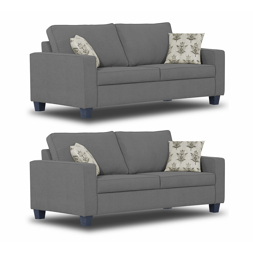 Adorn India Camden 6 Seater 3+2+1 Sofa Set (Grey)