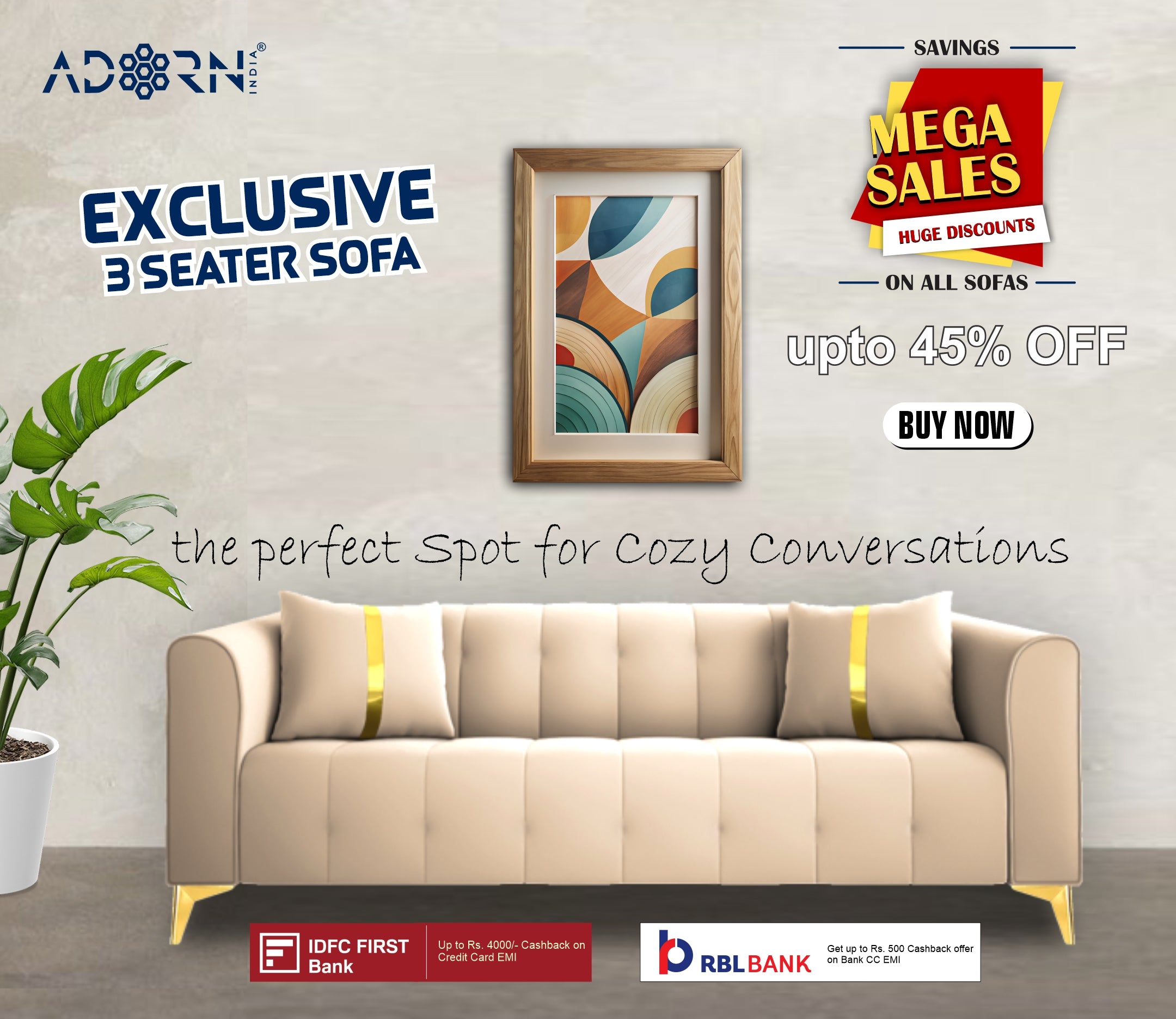 Adorn India Wood Maddox Tufted L Shape 6 Seater Sofa Set Lhs (Grey)