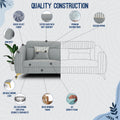 Premium Luster Plus 3 Seater Sofa | Velvet Suede Fabric | 3-Year Warranty | Color Grey with Golden Legs & Striped Pattern Cushion